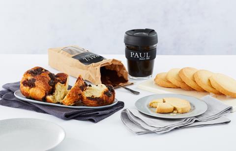 Paul UK Fathers Day hamper with chocolate loaf, shortbread and coffee
