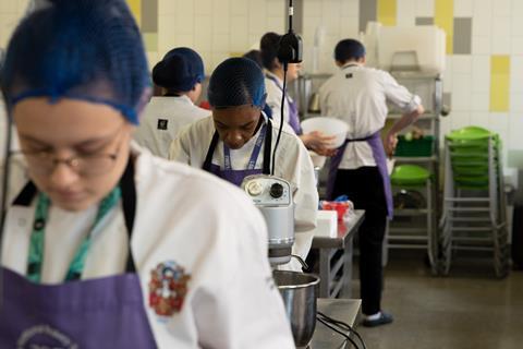 Students participating in a class at the National Bakery School