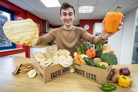 James Eid, founder of Earth & Wheat, with the wonky bread and vegetable boxes
