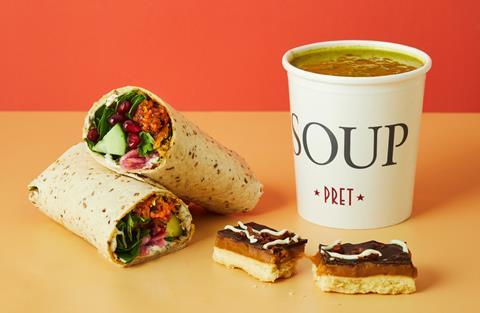 Pret's Tandoori Onion Bhaji Salad Wrap and Caramel Shortbread    2100x1372