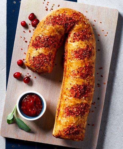 Asda Candy Cane sausage roll