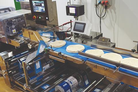 A tortilla packing line at Signature Flatbreads