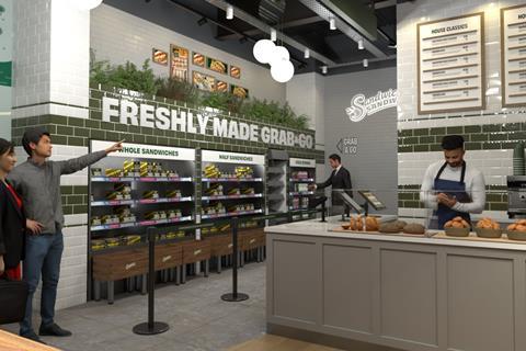 Sandwich Sandwich - Architect's mock-up of the new shop interior at 1 Broadgate in central London - 2100x1400