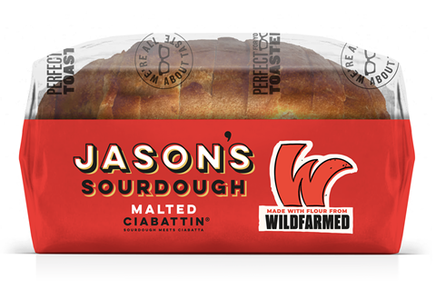 Jason's Sourdough x Wildfarmed Malted Ciabattin in packaging