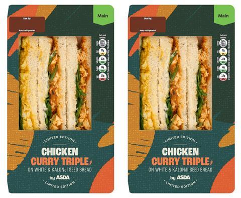 Asda Chicken Curry Triple Sandwich