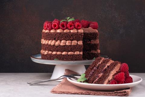 A chocolate and raspberry cake