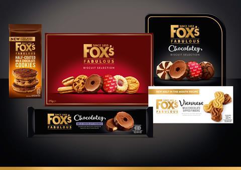A selection of Fox's Biscuits selection boxes and cookies after the company rebrand