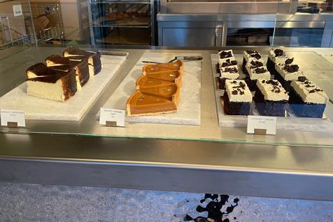 Cake slices on display at Pollen Bakery