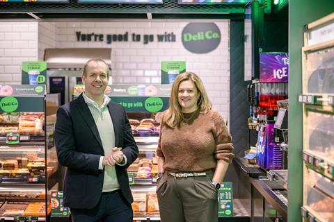 Cybake - Heart of England Co-operative’s chief operating officer Paul Strong and Cybake CEO Ali Lyons at Lower Heathcote store