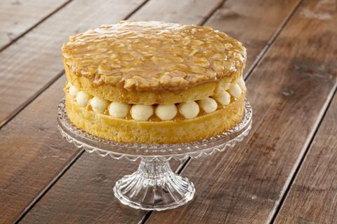 Germany's bee sting cake on a cake stand