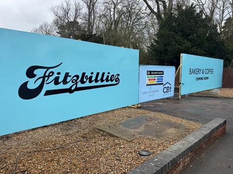 Fitzbillies - Billboard promoting the new bakery cafe in Harston