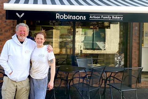 Robinsons Bakery owner David (left) and daughter Grace outside their shop in Failsworth, near Oldham  2100x1400