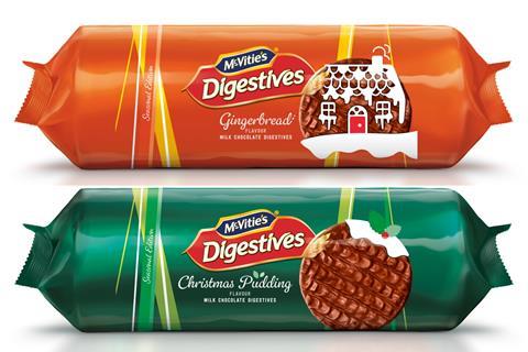 McVitie's gingerbread and Christmas pudding flavoured milk chocolate digestive biscuits