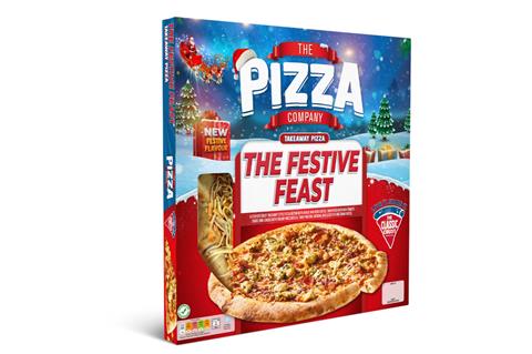 Festive Feast pizza in packaging