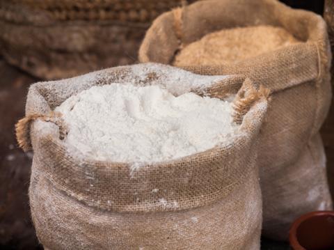 Hessian bags of flour