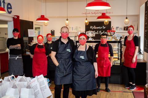 Bad Girl Bakery staff with masks