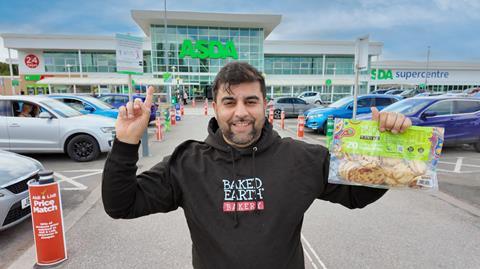 Dan Butt, MD of Baked Earth Bakery, outside Asda with garlic and coriander naan bites
