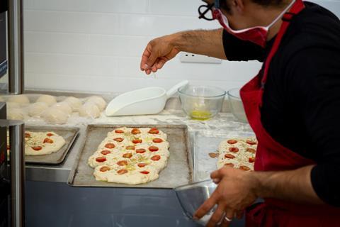 Bad Girl Bakery's focaccia being made