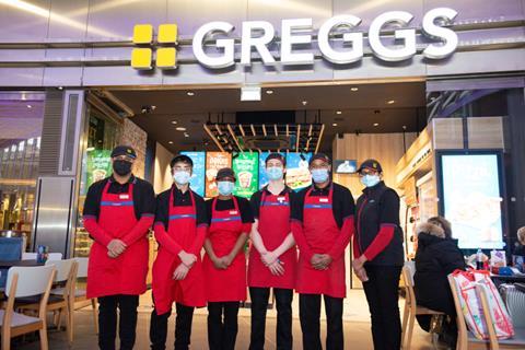 Staff outside Greggs in Kings Cross