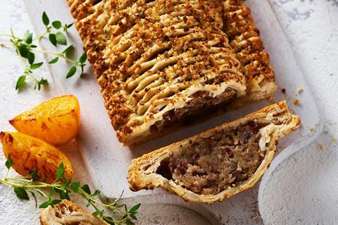 The Vegan Yule Log has meat-free mince, chestnuts and cranberries in it