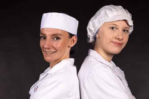 Stephanie Horsley and Kitty Glencross in baker's whites