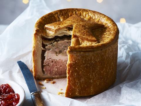 Chicken, pork and stuffing pork pie for Christmas