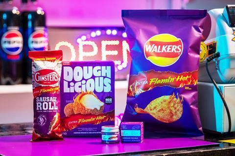 Walkers Temp Drop Collection including Extra Flamin' Hot versions of Doughlicious Cookie Dough & Gelato Bites and Ginsters Sausage Rolls -  2100x1400