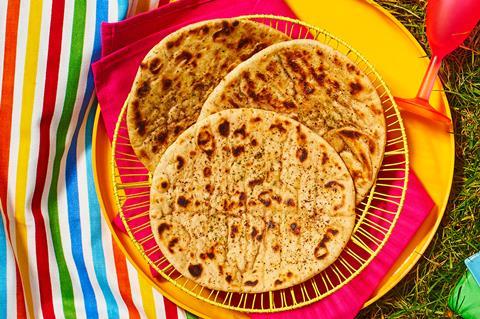 Flatbreads on a colourful blanket