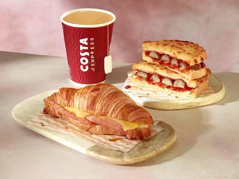 All-Day Breakfast Toastie and Ham & Cheddar Croissant - Jan 2025 - Costa Coffee