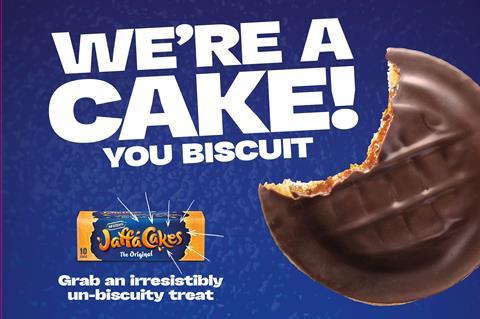 A Jaffa Cake visual that says 'we're a cake, you biscuit'