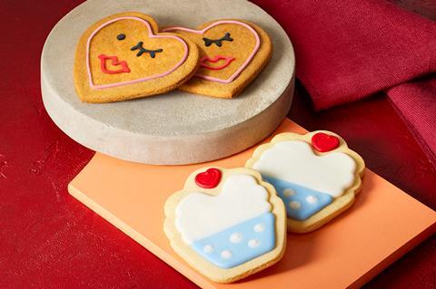 Vegan Heart Emoji Gingerbread biscuit and Iced Shortcake Biscuit