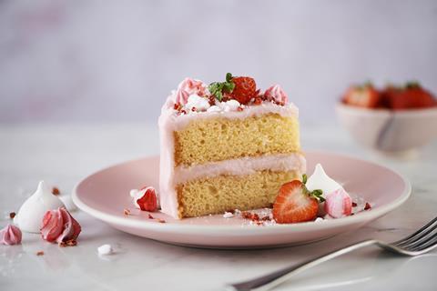A Strawberries and Cream Frosted cake