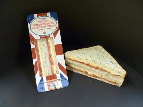 Tesco Strawberries and cream sandwich