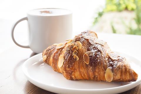 Almond croissant and latte
