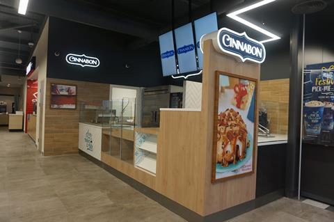 A cinnabon kiosk in the UK