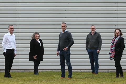 L to r: Kevin Smithson, Linda Brown, Mark Chance, Simon Stoten and Lisa Mullen from Border Biscuits