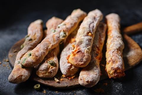 M&S - Mature Cheddar & Vintage Red Fox and Nocellara Olive Ciabatta Bread Sticks - 2100x1400