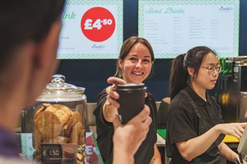 A worker serves a coffee to a customer at the new Smith's Kitchen outlet at St Annes Hospital in Southampton - 2100x1400