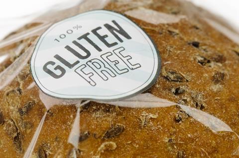 Gluten free label on bread
