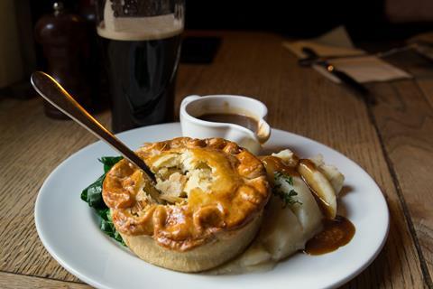 Pie, mash and gravy