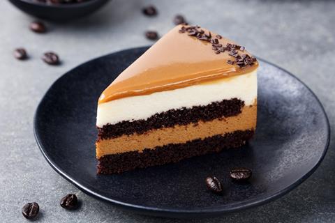 A caramel and chocolate cake