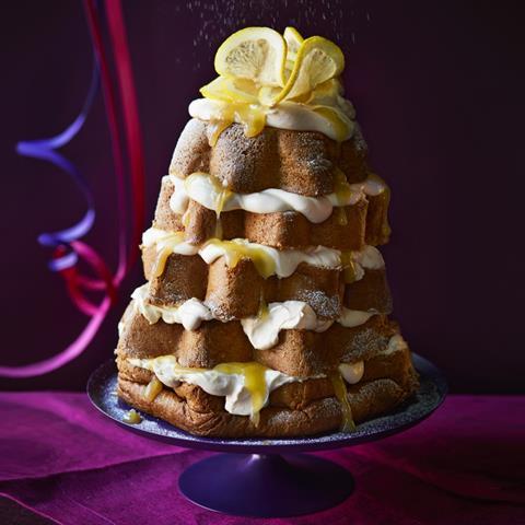 Star shaped layered cake with mascarpone frosting