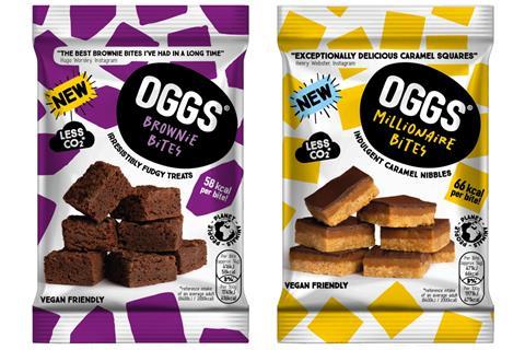 Oggs brownie and millionaire Bites in packaging