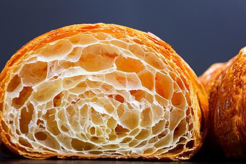Butter croissant in cross section