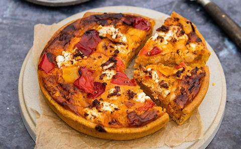 A Mediterranean quiche of peppers and feta cheese
