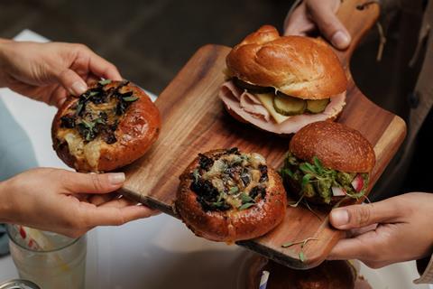 Gail's - Taleggio & Mushroom Savoury Bun, Ham, Cheese & Pickle Challah Knot, and Avocado & Chickpea in Olive Oil Brioche - 2100x1400