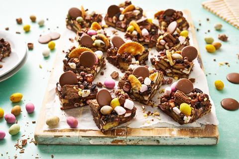 Rocky Road featuring Cadbury Mini Eggs, Flake and Dairy Milk Buttons