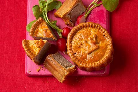 Jubilee Fluted Pork Pie whole and in slices
