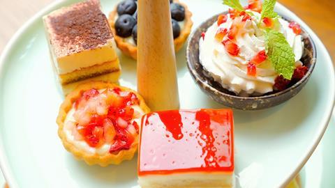A selection of cakes and desserts as part of an afternoon tea