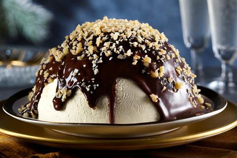 A Chocolate & Honeycomb Avalanche Dessert with chocolate and hazelnuts cascading down